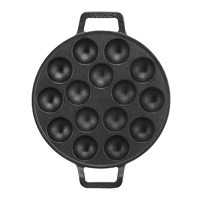 Vinod Legacy Cast Iron Stick Free Paniyarakkal Pan - 15 Cups | 25cm